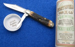 Great Eastern Cutlery, Northfield 3 inch Sleeveboard Jack  Knife. GEC 141218 Sambar Stag. .....(142)