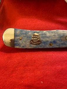 2007 Case XX USA 6254 SS Appaloossa Blue Bone Christmas Trapper With Two Blades And Bell & Case Shei 2007 Case XX USA 6254 SS Appaloossa Blue Bone Christmas Trapper With Two Blades And Bell & Case Shei