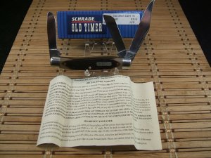 SCHRADE U.S.A. OLD TIMER 8OT SR. STOCKMAN OLDER HIGH CARBON STEEL BLADES FOLDING POCKET KNIFE IN BOX