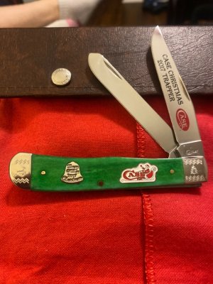 2017 Case XX USA 6254 SS Special Edition Christmas Green Bone Handle Trapper With All The Extras