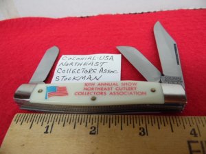 33 YR BIG SALE COLONIAL.USA 3-3/4" STOCKMAN 10th ANNUAL SHOW NORTHEAST CUTLERY COLLECTORS ASSOC.