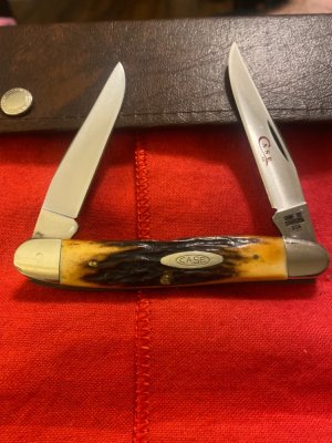 1978 Case XX Stainless 2 Dots Gen Stag Muskrat SSP Very Fat & Very Gnarly Stag Muskrat With Red  Cas