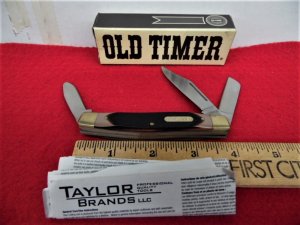 SCHRADE 8OT  OLD TIMER STOCKMAN IN BOX SAWED DELRIN SCALES TAYLOR BRANDS UNUSED