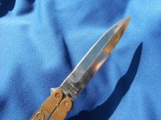 Vintage 1980's Balisong  knife Brass handles, made in Pakistan.  Nice Solid Butterfly knife 