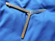 Vintage 1980's Balisong  knife Brass handles, made in Pakistan.  Nice Solid Butterfly knife 