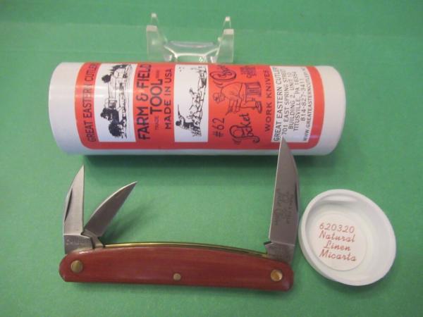 Great Eastern Farm & Field Pocket Carver Natural Linen Micarta Pattern # 620320 Great Eastern Farm & Field Pocket Carver Natural Linen Micarta Pattern # 620320