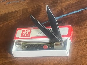 J A Henckels Copperhead Pocket Knife w/ MM Green Handles +Red Shield -NOS