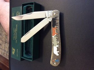 NEW MOORE MAKER MATADOR TEXAS 1201UE-2010 STERLING SILVER ENAMELED POCKET KNIFE NEW IN BOX