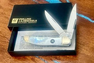 J A Henckels Copperhead Pocket Knife w/ Fantastic Mother of Pearl Handles -NOS
