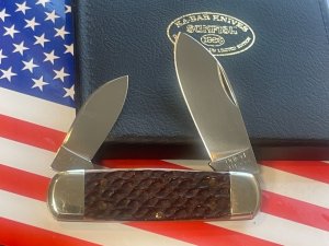 Ka-Bar ka bar Elephant/Toenail Pocket Knife -Bone Handles & Blade -NOS