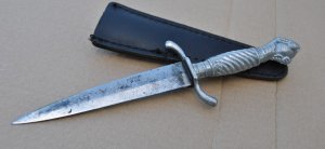 Korium PIC Dagger Aluminum Handle Ball Claw Pommel 9 3/4" OAL Double Quilon Leather At Tang 