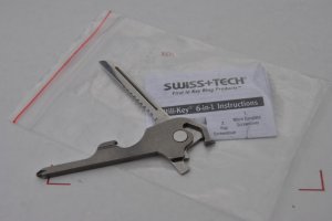Swiss Tech 6 Tools Flat Philips Bottle Opener Straight & Serrated Blade micro Screw Driver Mint New