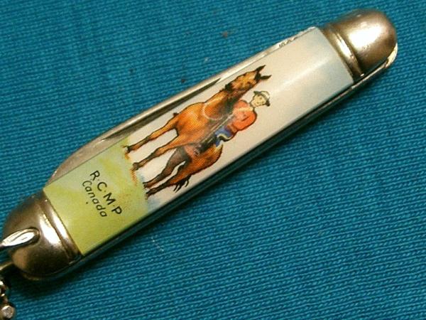 VINTAGE RCMP RICHARDS SHEFFILD ENGLAND FOLDING POCKET WATCH FOB RAILROAD KNIFE KNIVES OLD