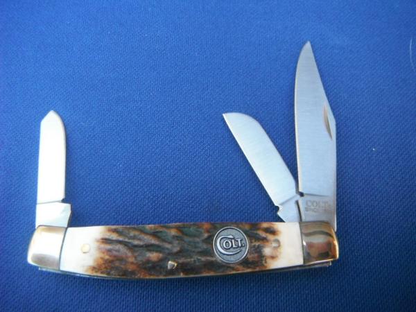 Colt 3 Bladed Stockman Folding Pocket Knife Stag Handled.  NOS/NIB Knife 