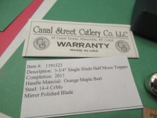 Canal Street 2011 Half Moon Trapper Orange Maple Burl Item # 1191523
