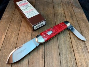 Schatt and Morgan Wildcat Driller Red Worm Groove Jig Bone 