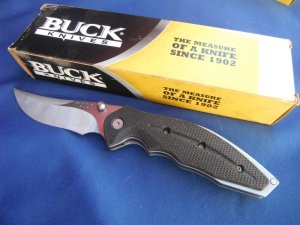USA Buck 415 Kalinga Black Soft Grip Handle Folding knife  Discontinued With Box, Papers MADE IN USA