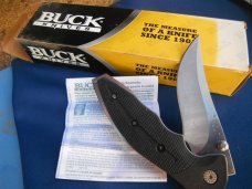 USA Buck 415 Kalinga Black Soft Grip Handle Folding knife Discontinued With Box, Papers MADE IN USA USA Buck 415 Kalinga Black Soft Grip Handle Folding knife Discontinued With Box, Papers MADE IN USA