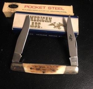 STAG HANDLED MUSKRAT AM. BLADE, W.R. CASE POCKET STEEL