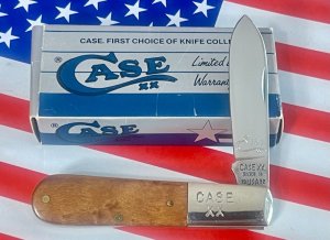 Case xx 1992 Single Blade Barlow Knife w/ Pretty Maple Wood Handles -NOS and A Beauty!