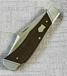 Keith Johnson Arkansas Hunter Lockback with cpm154 and OD Canvas Micarta at 4.5"..Integral & ringed Keith Johnson Arkansas Hunter Lockback with cpm154 and OD Canvas Micarta at 4.5"..Integral & ringed