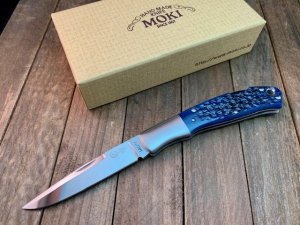 Moki Kronos ANZ-533 Exclusive Sharpnshinyknives (SSk) Lapis Blue Aberdeen Jigged Bone
