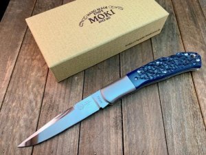 Moki Kronos ANZ-433 Exclusive Sharpnshinyknives (SSk) Lapis Blue Aberdeen Jigged Bone 