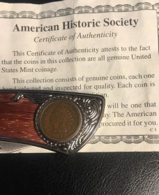AMERICN HISTORIC KNIFE WITH REAL  INDIAN HEAD PENNY