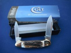Colt Pocket Knife CT0121 Stag Canoe - Stag Handled.  NEW! NOS/NIB Knife 