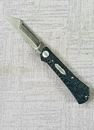 B.Chrisman Raven Shadow Custom...3.75"...W2 with Hamon...Jigged black micarta...coa and pouch