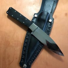 18th century styled knife, domed pins, W2 steel, tapered tang, with sheath 18th century styled knife, domed pins, W2 steel, tapered tang, with sheath