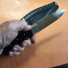 18th century styled knife, domed pins, W2 steel, tapered tang, with sheath 18th century styled knife, domed pins, W2 steel, tapered tang, with sheath