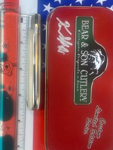 Bear & Son Special Bld (#6) Medium 1 Blade Mountain Man Knife w/ Natural Bone Handles -Signature Tin Bear & Son Special Bld (#6) Medium 1 Blade Mountain Man Knife w/ Natural Bone Handles -Signature Tin