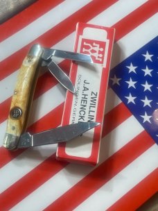 Vintage J A Henckels 3 Blade Whittler (HK-7-S) Pocket Knife w/ Great Stag Handles! -NOS Vintage J A Henckels 3 Blade Whittler (HK-7-S) Pocket Knife w/ Great Stag Handles! -NOS