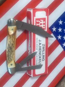 Vintage J A Henckels 3 Blade Whittler (HK-7-S) Pocket Knife w/ Great Stag Handles! -NOS Vintage J A Henckels 3 Blade Whittler (HK-7-S) Pocket Knife w/ Great Stag Handles! -NOS