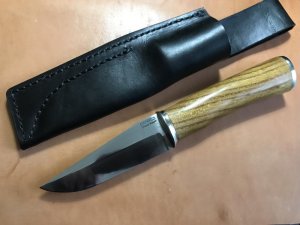 Bois d’ Arc fixed blade, 52100 steel, USA maker, w/sheath 