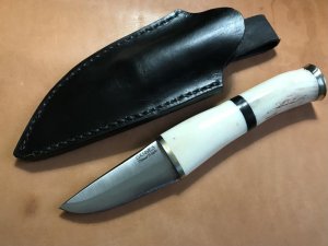 Solid Stag EDC, thick blade, USA maker, w/ Sheath