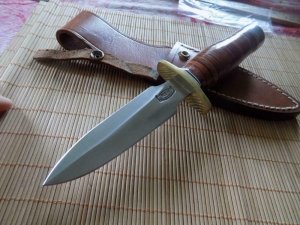 Custom RBH Fixed double edge blade knife with original sheath