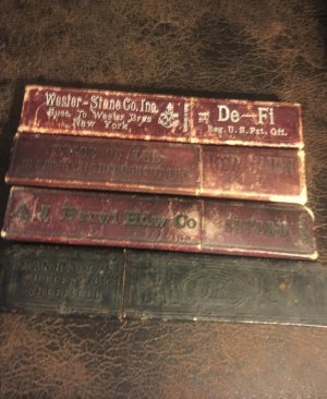 4 OLD RAZOR BOXES SHEFFIELD, BOKER,