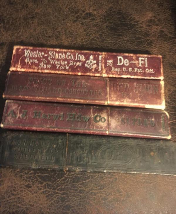 4 OLD RAZOR BOXES SHEFFIELD, BOKER,