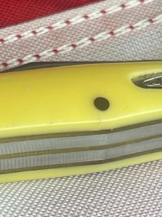 1989 Case xx Small Coke Bottle -Yellow Derlin Handles -Fancy Bolsters -Gold Mint Set -Mdl# 3225 1/2 1989 Case xx Small Coke Bottle -Yellow Derlin Handles -Fancy Bolsters -Gold Mint Set -Mdl# 3225 1/2
