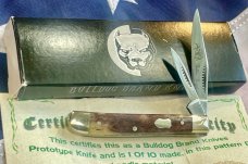 2006 Bulldog Brand HAND MADE Peanut PROTOTYPE! with FANTASTIC Burgundy Giraffe Bone Handles -1 of 10 2006 Bulldog Brand HAND MADE Peanut PROTOTYPE! with FANTASTIC Burgundy Giraffe Bone Handles -1 of 10