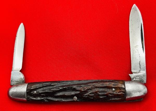 Vintage ELECTRIC CUT CO NEWARK NJ 2-Blade Equal End Senator Pen Pocket Knife c.1873-1909 Stag Vintage ELECTRIC CUT CO NEWARK NJ 2-Blade Equal End Senator Pen Pocket Knife c.1873-1909 Stag