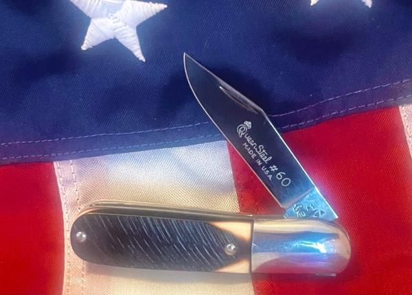 Queen Cutlery #60 2 Blade Barlow Pocket Knife w/ Derlin Handles -NOS Queen Cutlery #60 2 Blade Barlow Pocket Knife w/ Derlin Handles -NOS