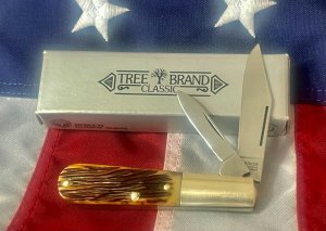 Vintage Boker 2 Blade Barlow with Grooved Bone Handles In Original Box -NM & NOS