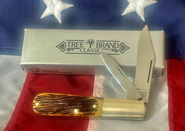 Vintage Boker 2 Blade Barlow with Grooved Bone Handles In Original Box -NM & NOS Vintage Boker 2 Blade Barlow with Grooved Bone Handles In Original Box -NM & NOS