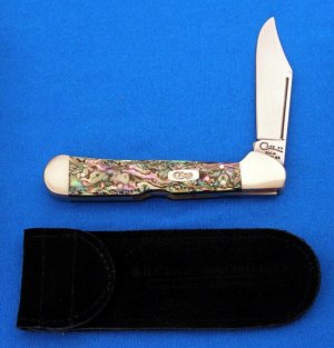 CASE XX USA 81549 L Super Pretty Genuine Abalone LARGE COPPERLOCK Knife 2dot 1998