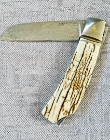 Steve Vanderkolff Native Taillock 4".. Mammoth and Polished Damasteel...Fluted Integral bolsters Steve Vanderkolff Native Taillock 4".. Mammoth and Polished Damasteel...Fluted Integral bolsters