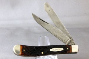 KABAR 1001 Trapper, Knife Made in USA, Delrin Handles, 1970s, 3 7/8th inches, Free Shipping 