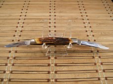CAMILLUS NEW YORK U.S.A. NO.70 SWORD BRAND 1980'S STAGLON CARBON STEEL BLADES STOCKMAN POCKET KNIFE CAMILLUS NEW YORK U.S.A. NO.70 SWORD BRAND 1980'S STAGLON CARBON STEEL BLADES STOCKMAN POCKET KNIFE